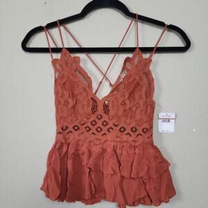 Free People Womens Rusty Red Sleeveless Spaghetti Strap Camisole Top Size XS